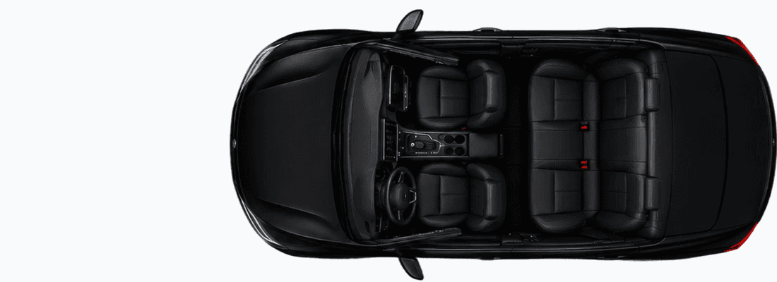 Top-down view of a car interior showing the points we inspect